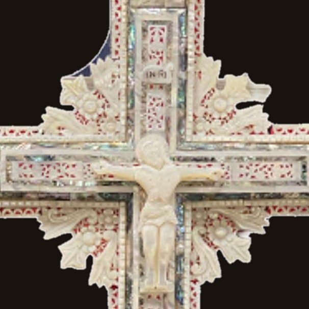 Close-up of The Holy Cross in Mother of Pearl