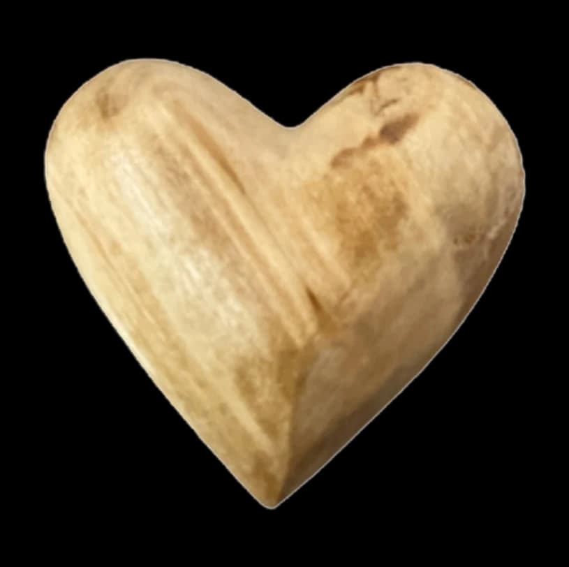 Small polished olive wood heart