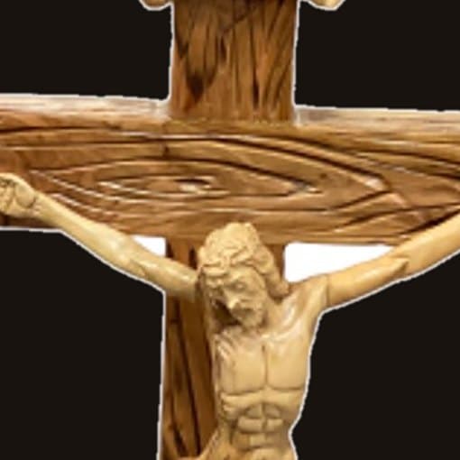 Close-up of Crucifix on a Carved Pedestal