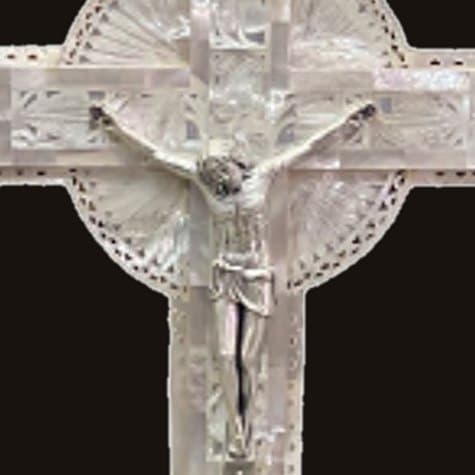 Close-up of Standing Cross in Mother of Pearl