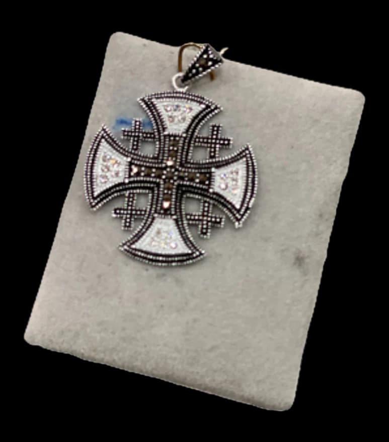 Silver Jerusalem cross pendant